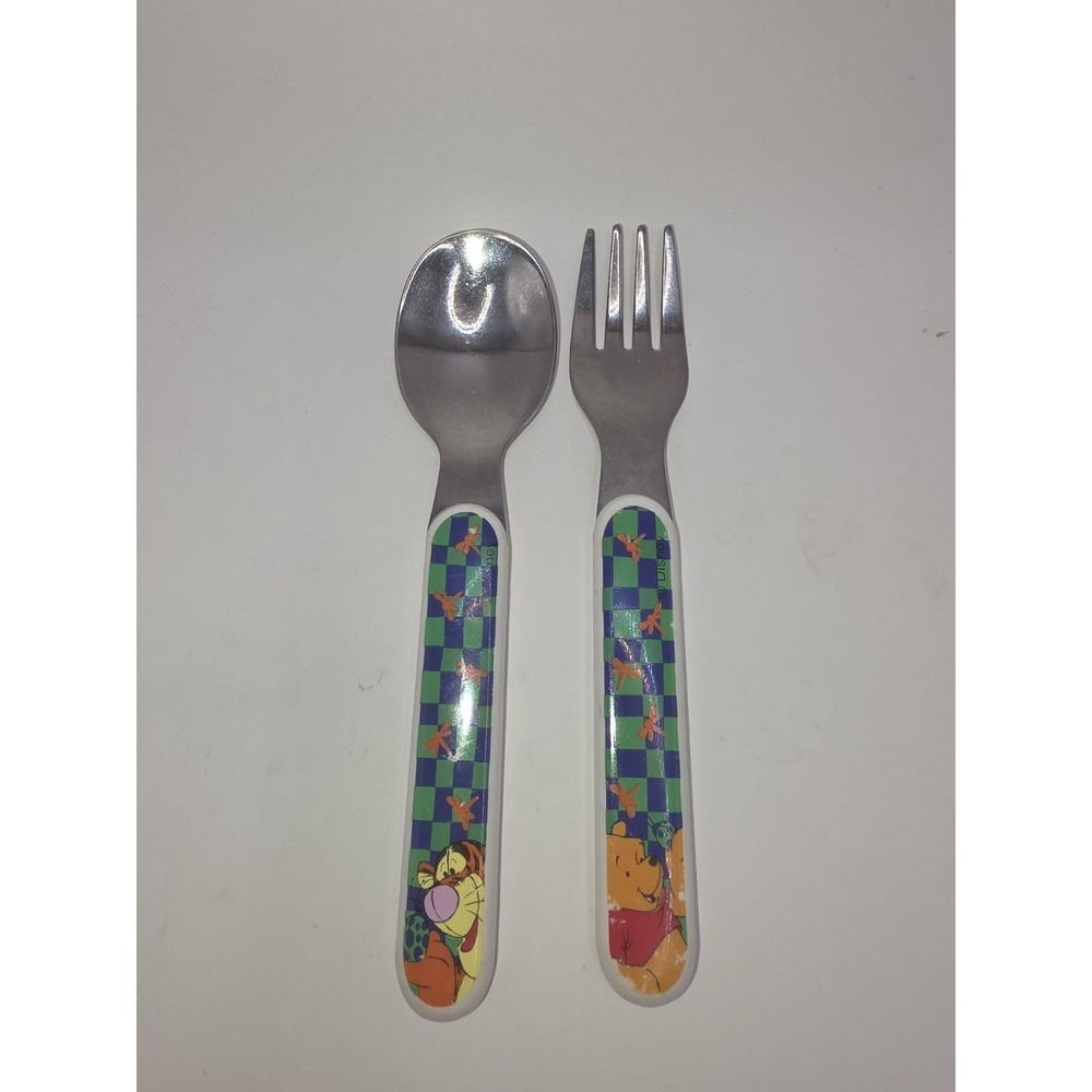 VTG Disney Winnie Pooh & Tigger Too Child Toddler Fork & Spoon Dragonflies